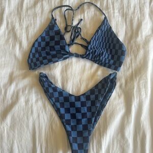 Skatie Blue Checkered Bikini
